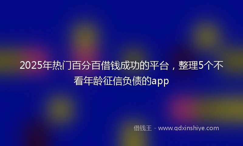 2025年热门百分百借钱成功的平台，整理5个不看年龄征信负债的app