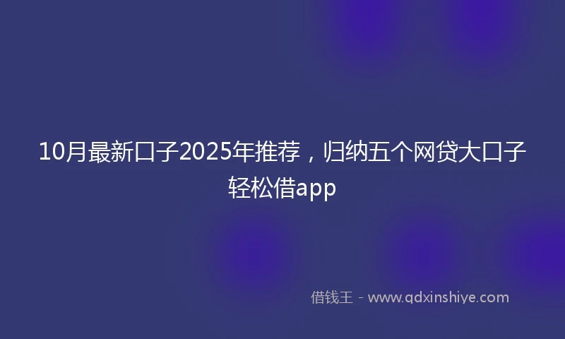10月最新口子2025年推荐，归纳五个网贷大口子轻松借app