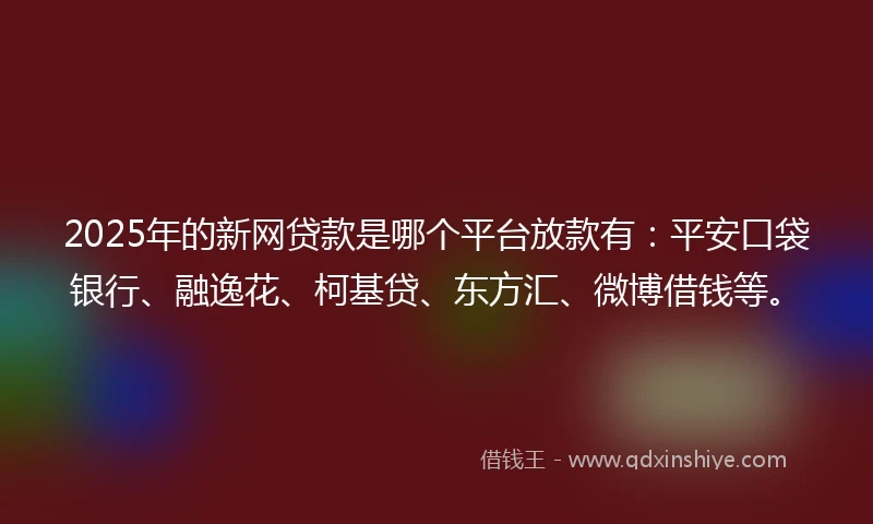 2025年的新网贷款是哪个平台放款有：平安口袋银行、融逸花、柯基贷、东方汇、微博借钱等。