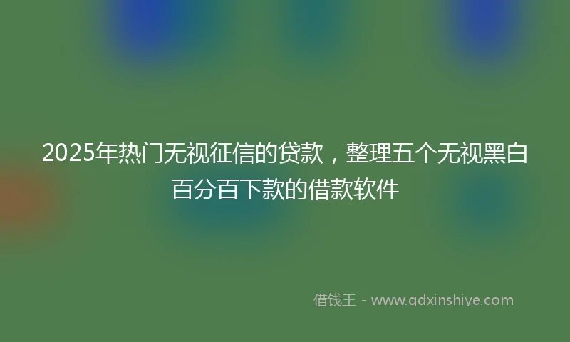 2025年热门无视征信的贷款，整理五个无视黑白百分百下款的借款软件