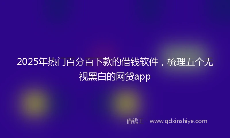 2025年热门百分百下款的借钱软件，梳理五个无视黑白的网贷app