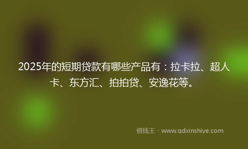 2025年的短期贷款有哪些产品有：拉卡拉、超人卡、东方汇、拍拍贷、安逸花等。