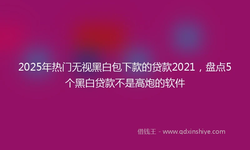 2025年热门无视黑白包下款的贷款2021，盘点5个黑白贷款不是高炮的软件