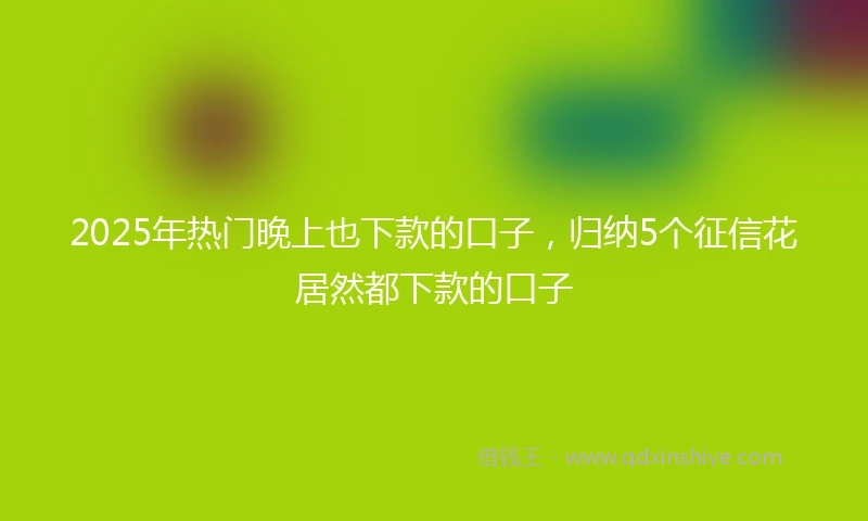 2025年热门晚上也下款的口子，归纳5个征信花居然都下款的口子