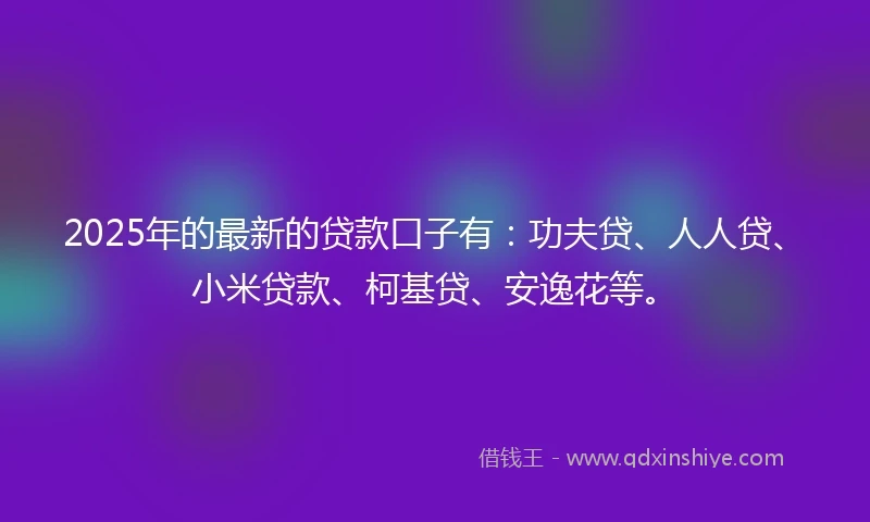 2025年的最新的贷款口子有：功夫贷、人人贷、小米贷款、柯基贷、安逸花等。