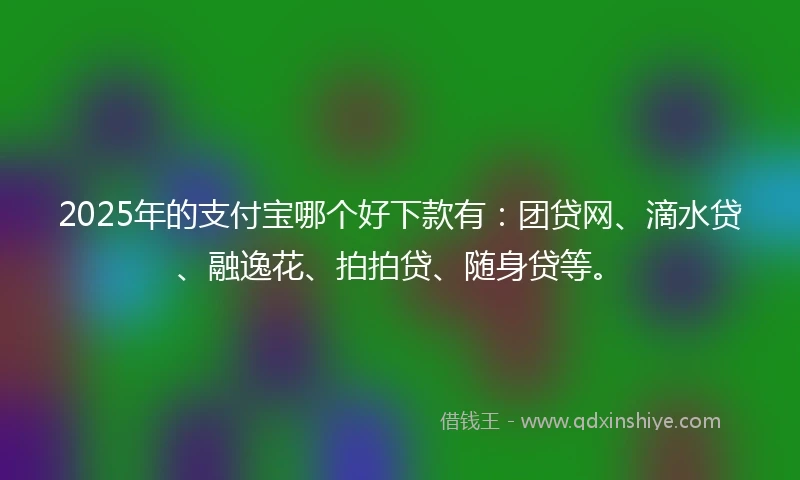 2025年的支付宝哪个好下款有：团贷网、滴水贷、融逸花、拍拍贷、随身贷等。