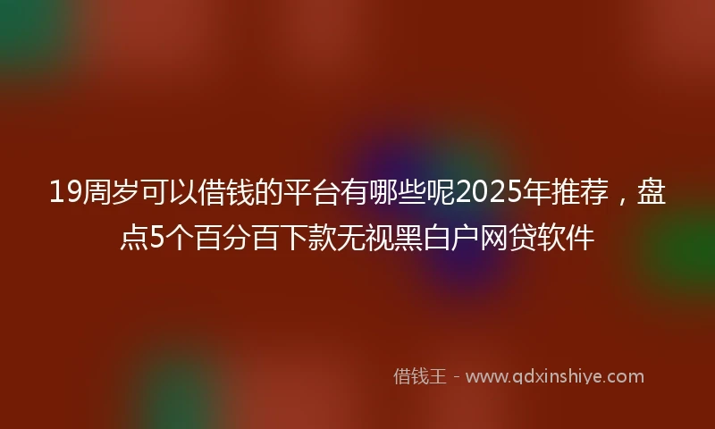 19周岁可以借钱的平台有哪些呢2025年推荐，盘点5个百分百下款无视黑白户网贷软件