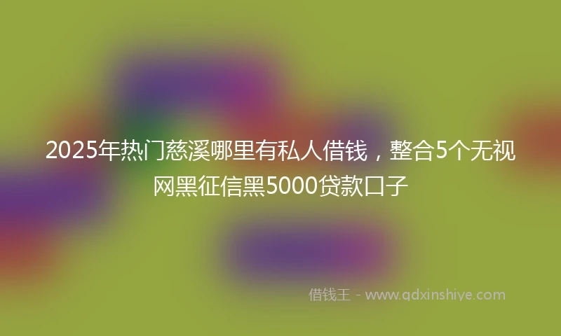 2025年热门慈溪哪里有私人借钱，整合5个无视网黑征信黑5000贷款口子