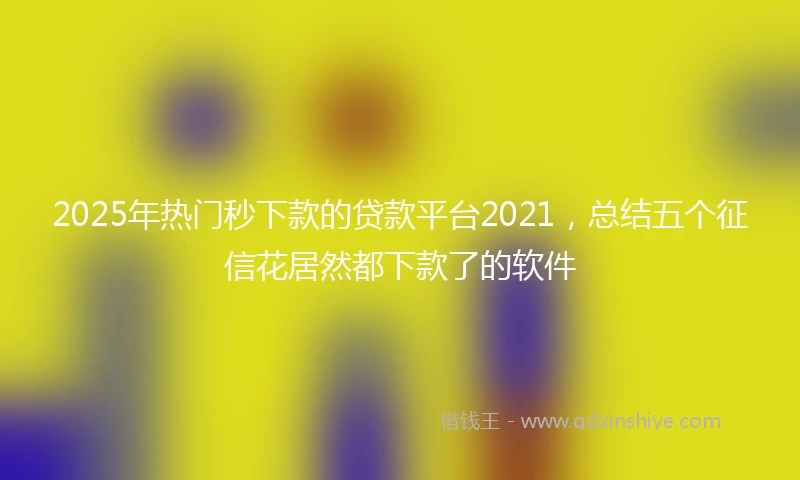 2025年热门秒下款的贷款平台2021，总结五个征信花居然都下款了的软件