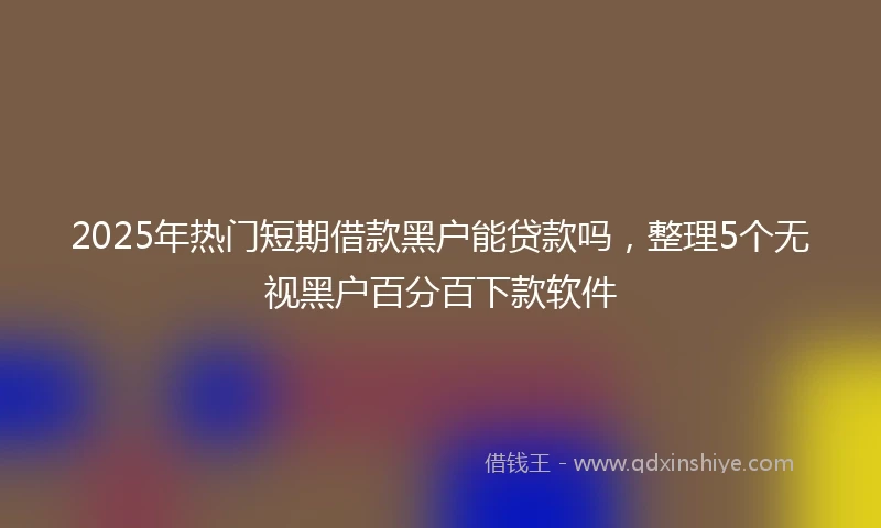 2025年热门短期借款黑户能贷款吗，整理5个无视黑户百分百下款软件