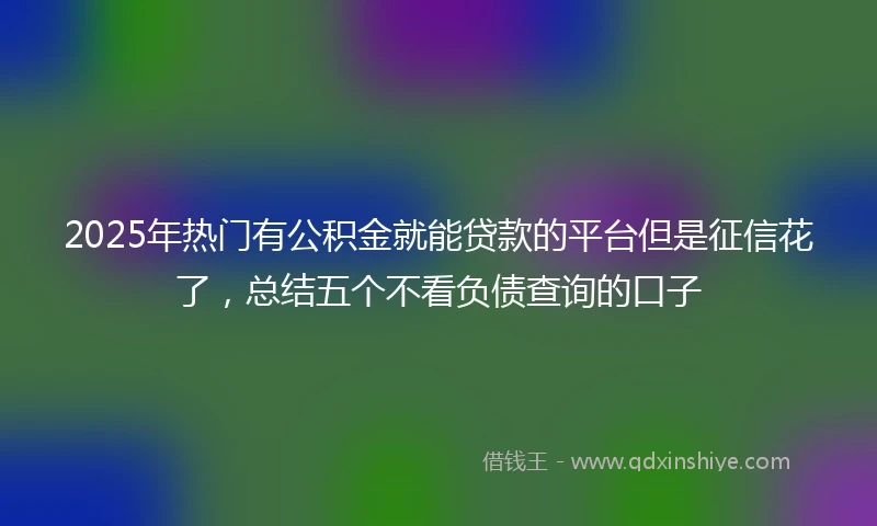 2025年热门有公积金就能贷款的平台但是征信花了，总结五个不看负债查询的口子