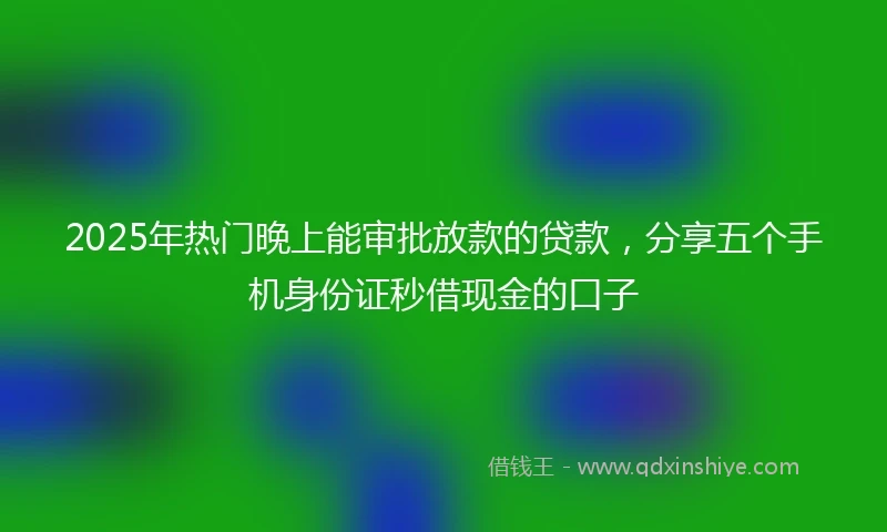 2025年热门晚上能审批放款的贷款，分享五个手机身份证秒借现金的口子