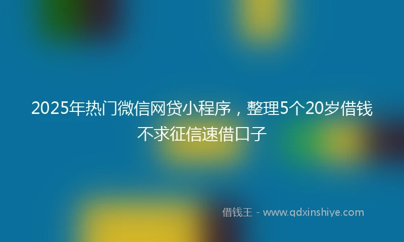 2025年热门微信网贷小程序，整理5个20岁借钱不求征信速借口子