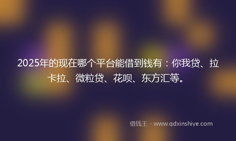2025年的现在哪个平台能借到钱有：你我贷、拉卡拉、微粒贷、花呗、东方汇等。