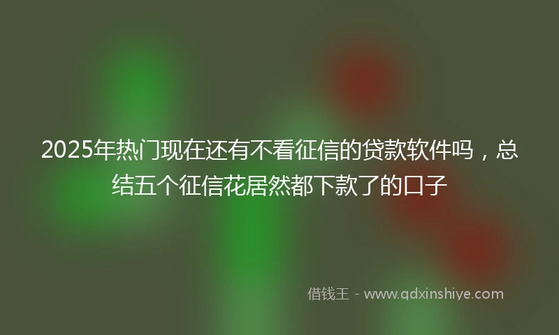 2025年热门现在还有不看征信的贷款软件吗，总结五个征信花居然都下款了的口子