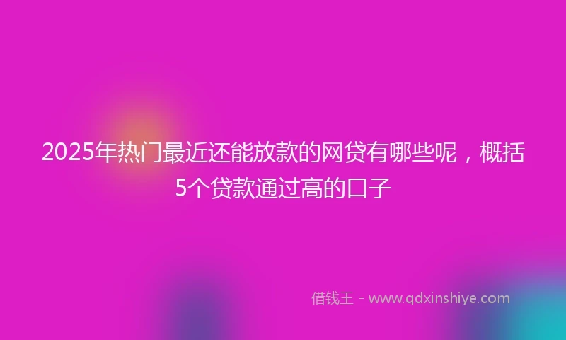 2025年热门最近还能放款的网贷有哪些呢，概括5个贷款通过高的口子