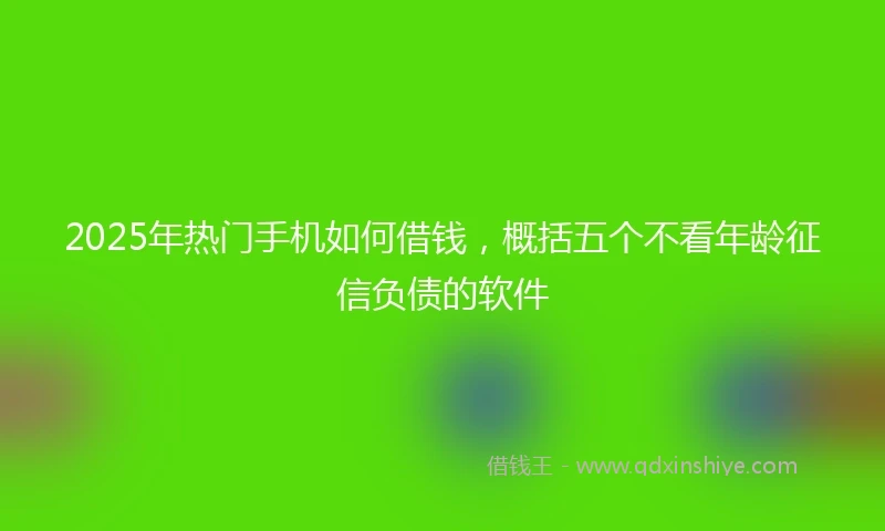 2025年热门手机如何借钱，概括五个不看年龄征信负债的软件