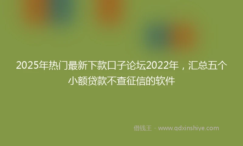 2025年热门最新下款口子论坛2022年，汇总五个小额贷款不查征信的软件