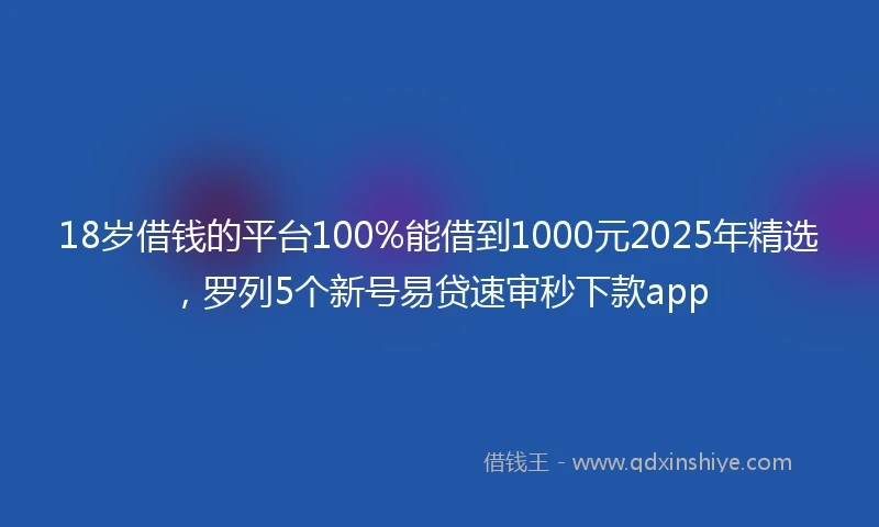 18岁借钱的平台100%能借到1000元2025年精选，罗列5个新号易贷速审秒下款app