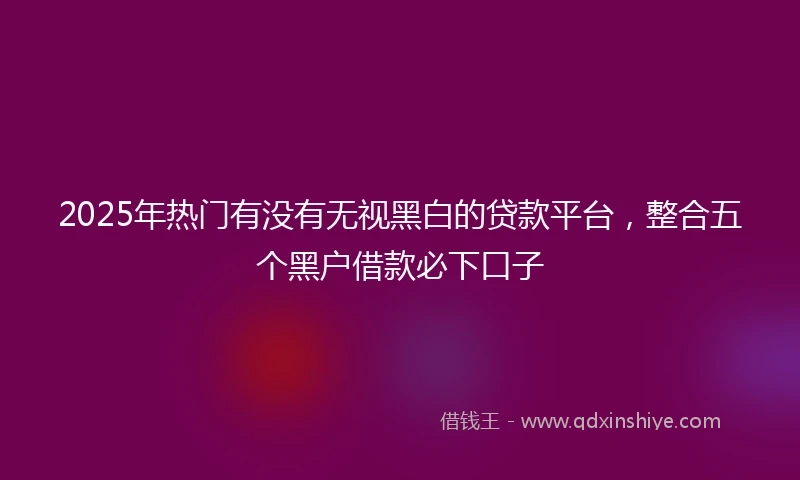 2025年热门有没有无视黑白的贷款平台，整合五个黑户借款必下口子