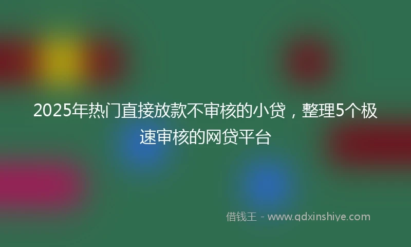 2025年热门直接放款不审核的小贷，整理5个极速审核的网贷平台