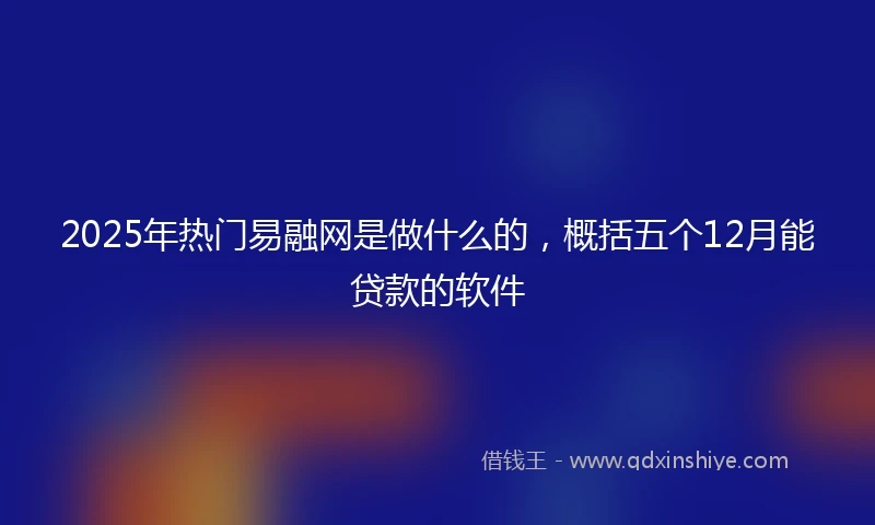 2025年热门易融网是做什么的，概括五个12月能贷款的软件
