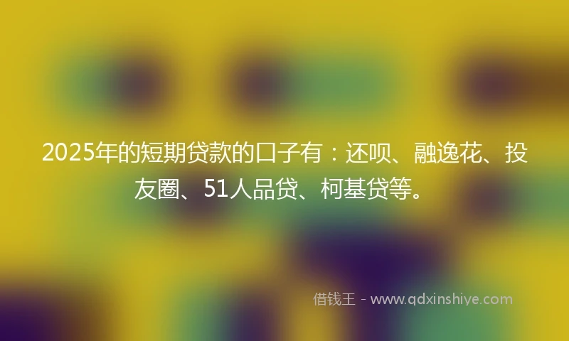 2025年的短期贷款的口子有：还呗、融逸花、投友圈、51人品贷、柯基贷等。