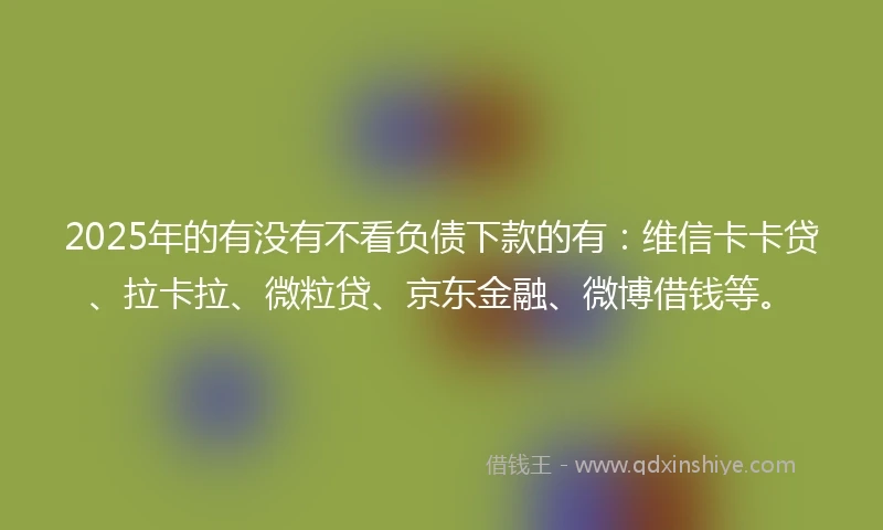 2025年的有没有不看负债下款的有：维信卡卡贷、拉卡拉、微粒贷、京东金融、微博借钱等。