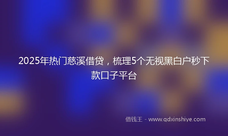 2025年热门慈溪借贷，梳理5个无视黑白户秒下款口子平台