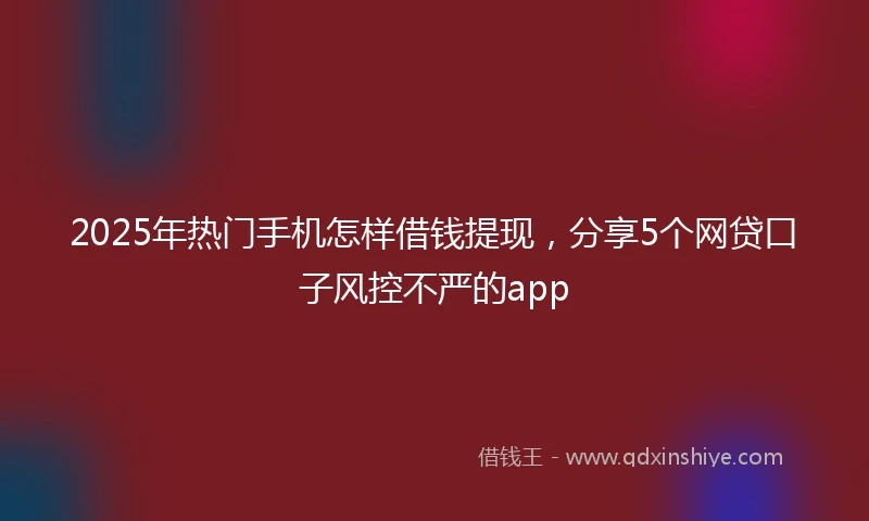 2025年热门手机怎样借钱提现，分享5个网贷口子风控不严的app
