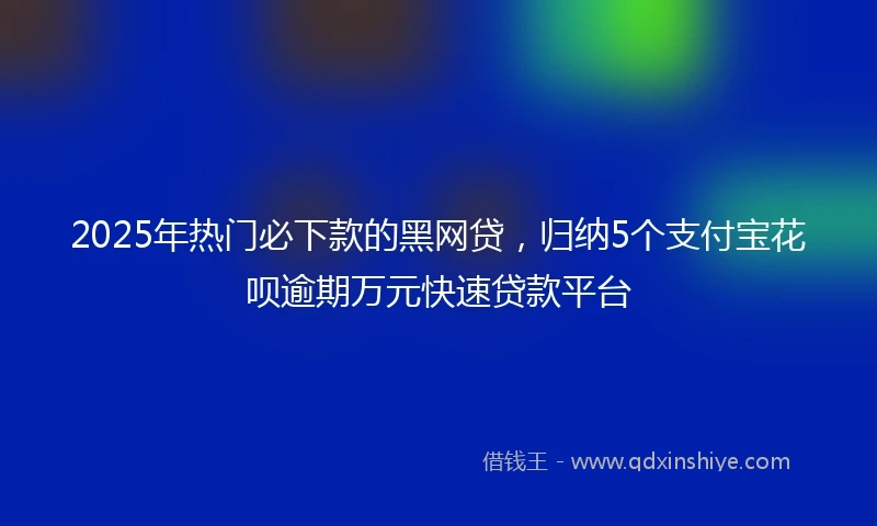 2025年热门必下款的黑网贷，归纳5个支付宝花呗逾期万元快速贷款平台
