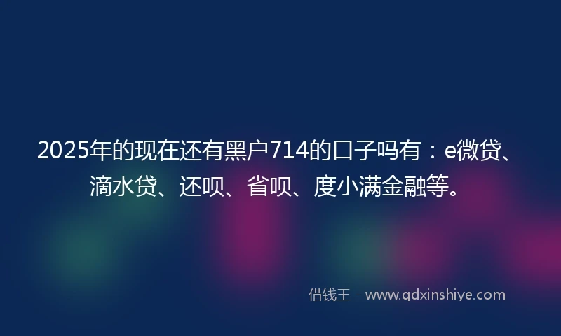 2025年的现在还有黑户714的口子吗有:e微贷、滴水贷、还呗、省呗、度小满金融等。