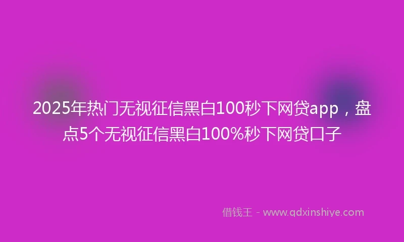 2025年热门无视征信黑白100秒下网贷app，盘点5个无视征信黑白100%秒下网贷口子
