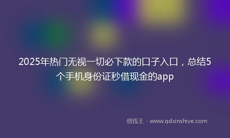 2025年热门无视一切必下款的口子入口，总结5个手机身份证秒借现金的app
