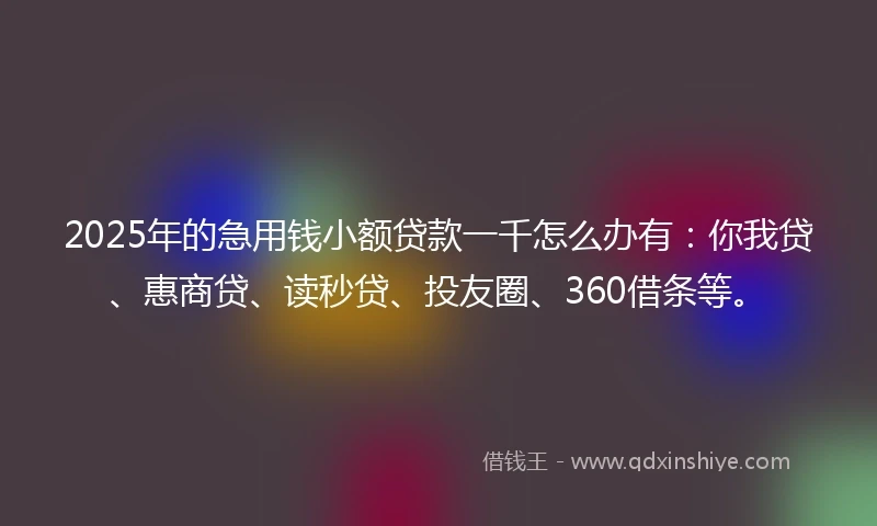 2025年的急用钱小额贷款一千怎么办有：你我贷、惠商贷、读秒贷、投友圈、360借条等。