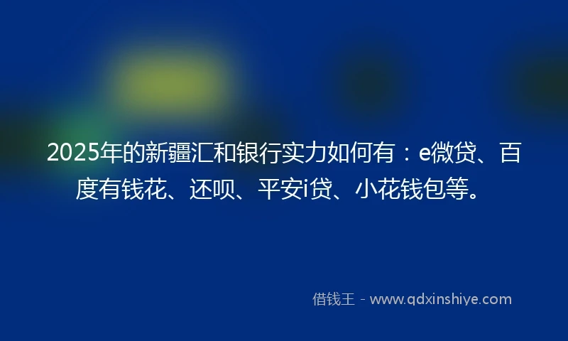 2025年的新疆汇和银行实力如何有：e微贷、百度有钱花、还呗、平安i贷、小花钱包等。