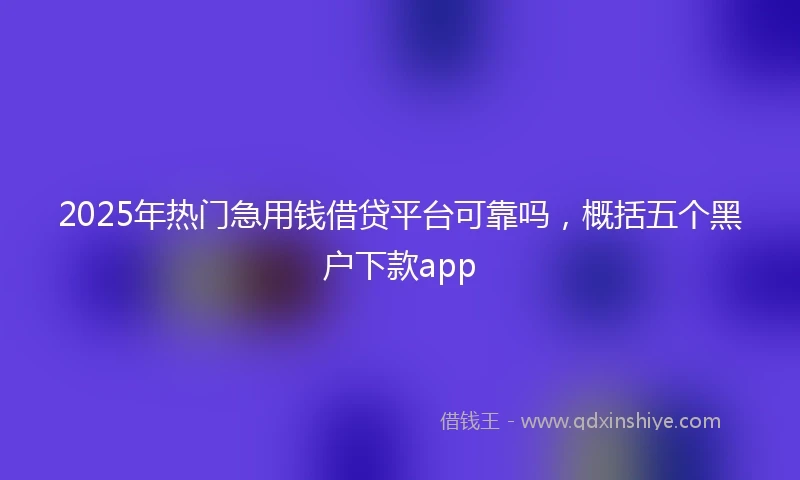 2025年热门急用钱借贷平台可靠吗，概括五个黑户下款app