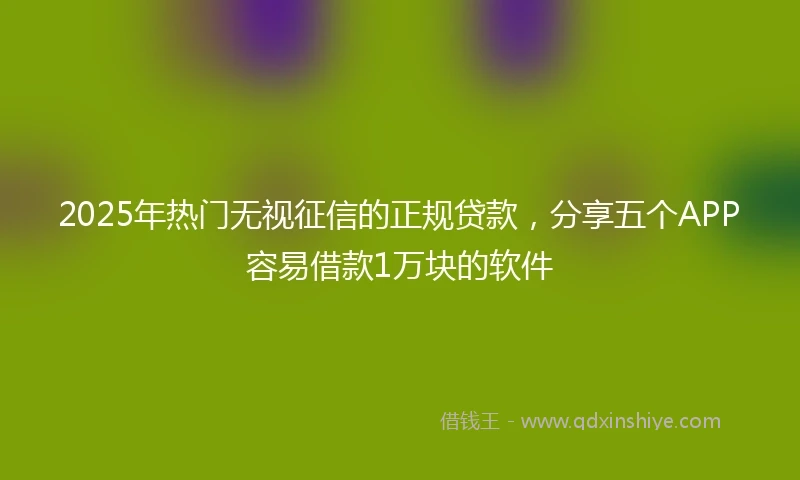 2025年热门无视征信的正规贷款，分享五个APP容易借款1万块的软件