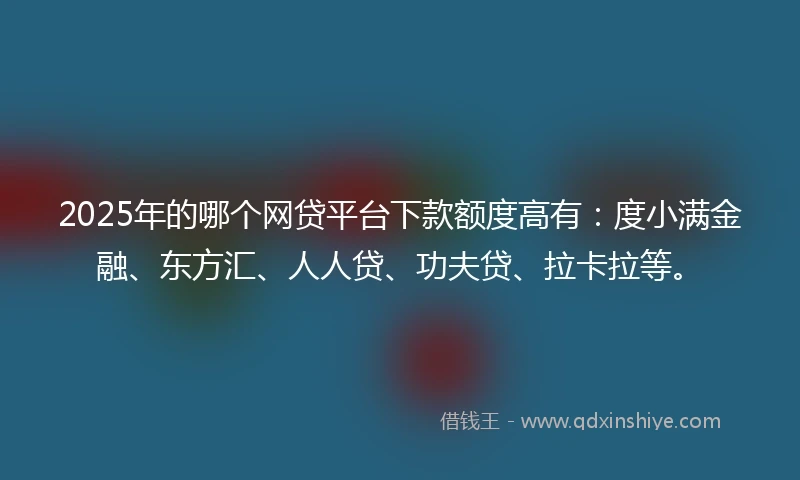 2025年的哪个网贷平台下款额度高有：度小满金融、东方汇、人人贷、功夫贷、拉卡拉等。