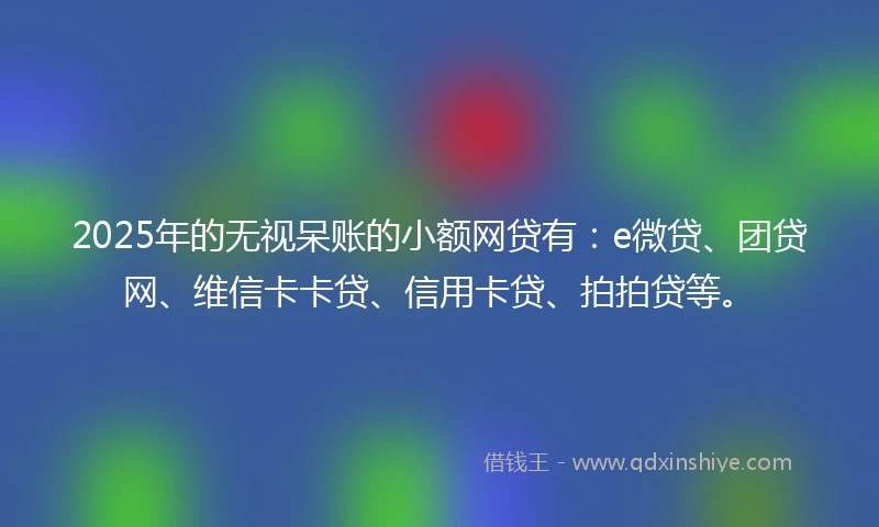 2025年的无视呆账的小额网贷有：e微贷、团贷网、维信卡卡贷、信用卡贷、拍拍贷等。