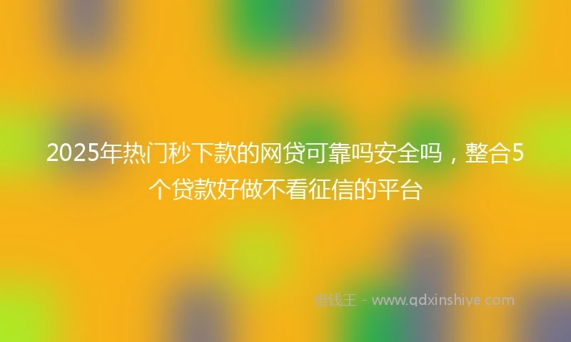 2025年热门秒下款的网贷可靠吗安全吗，整合5个贷款好做不看征信的平台