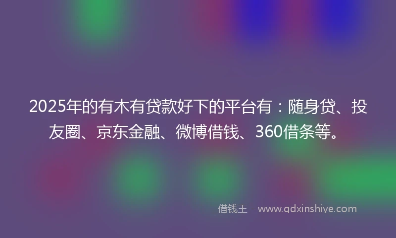 2025年的有木有贷款好下的平台有：随身贷、投友圈、京东金融、微博借钱、360借条等。