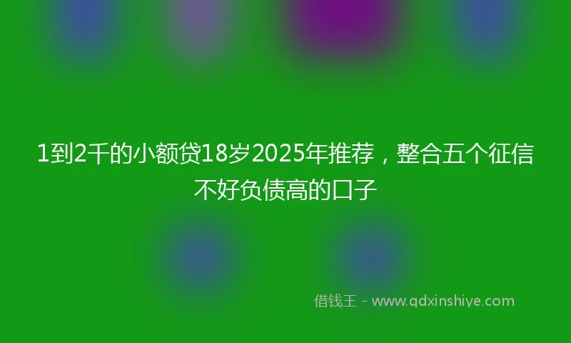 1到2千的小额贷18岁2025年推荐，整合五个征信不好负债高的口子
