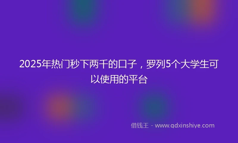 2025年热门秒下两千的口子，罗列5个大学生可以使用的平台