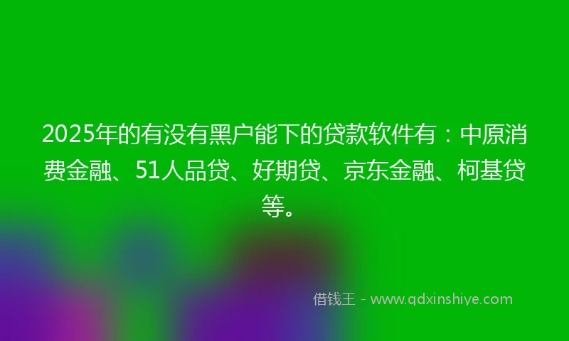 2025年的有没有黑户能下的贷款软件有：中原消费金融、51人品贷、好期贷、京东金融、柯基贷等。