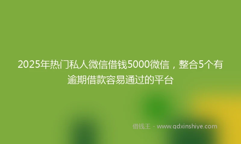 2025年热门私人微信借钱5000微信，整合5个有逾期借款容易通过的平台