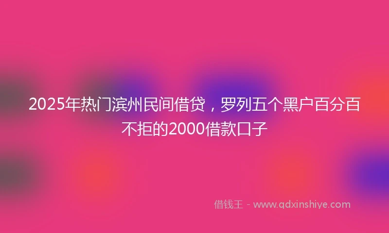 2025年热门滨州民间借贷，罗列五个黑户百分百不拒的2000借款口子
