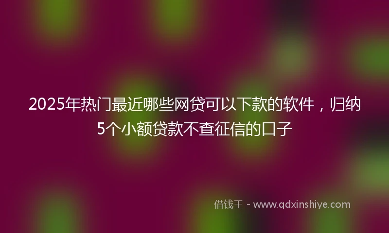 2025年热门最近哪些网贷可以下款的软件，归纳5个小额贷款不查征信的口子