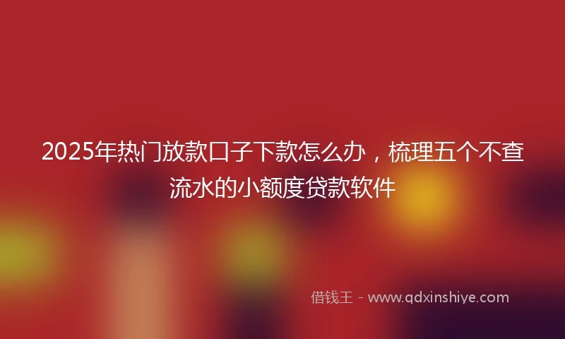2025年热门放款口子下款怎么办，梳理五个不查流水的小额度贷款软件