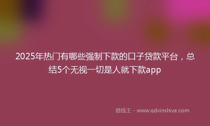 2025年热门有哪些强制下款的口子贷款平台，总结5个无视一切是人就下款app